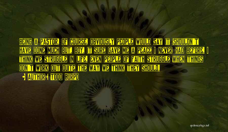 Todd Burpo Quotes: Being A Pastor, Of Course, Obviously People Would Say It (shouldn't) Have Done Much But, Boy, It Sure Gave Me