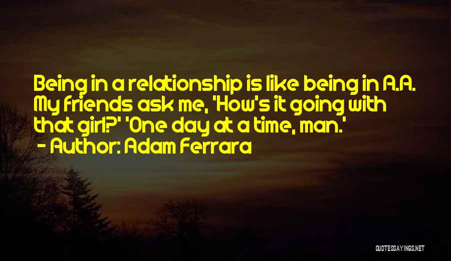 Adam Ferrara Quotes: Being In A Relationship Is Like Being In A.a. My Friends Ask Me, 'how's It Going With That Girl?' 'one