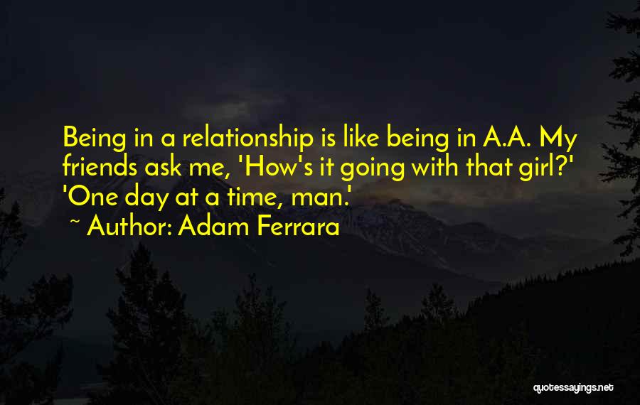Adam Ferrara Quotes: Being In A Relationship Is Like Being In A.a. My Friends Ask Me, 'how's It Going With That Girl?' 'one