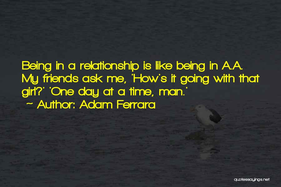 Adam Ferrara Quotes: Being In A Relationship Is Like Being In A.a. My Friends Ask Me, 'how's It Going With That Girl?' 'one