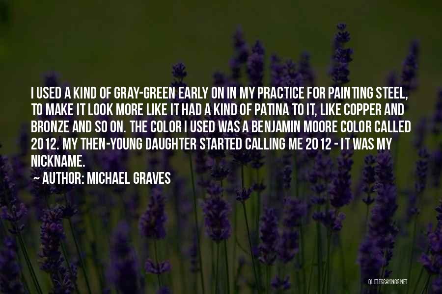 Michael Graves Quotes: I Used A Kind Of Gray-green Early On In My Practice For Painting Steel, To Make It Look More Like