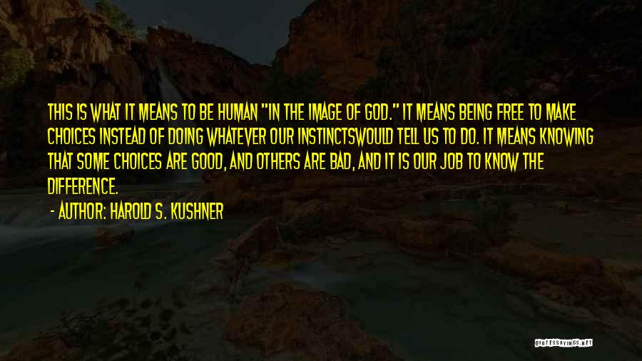 Harold S. Kushner Quotes: This Is What It Means To Be Human In The Image Of God. It Means Being Free To Make Choices