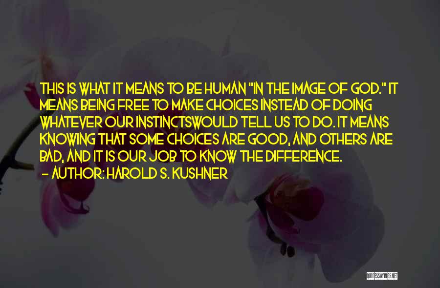 Harold S. Kushner Quotes: This Is What It Means To Be Human In The Image Of God. It Means Being Free To Make Choices