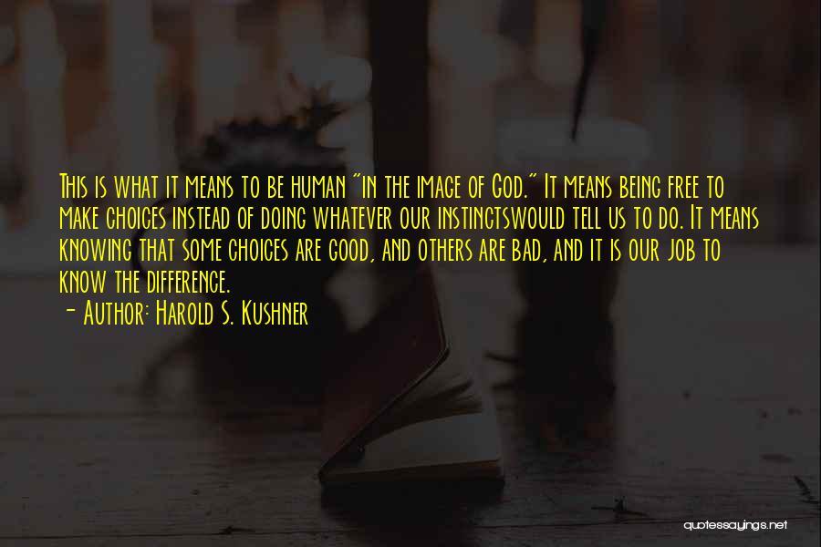 Harold S. Kushner Quotes: This Is What It Means To Be Human In The Image Of God. It Means Being Free To Make Choices