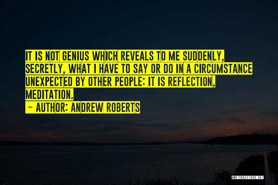 Andrew Roberts Quotes: It Is Not Genius Which Reveals To Me Suddenly, Secretly, What I Have To Say Or Do In A Circumstance