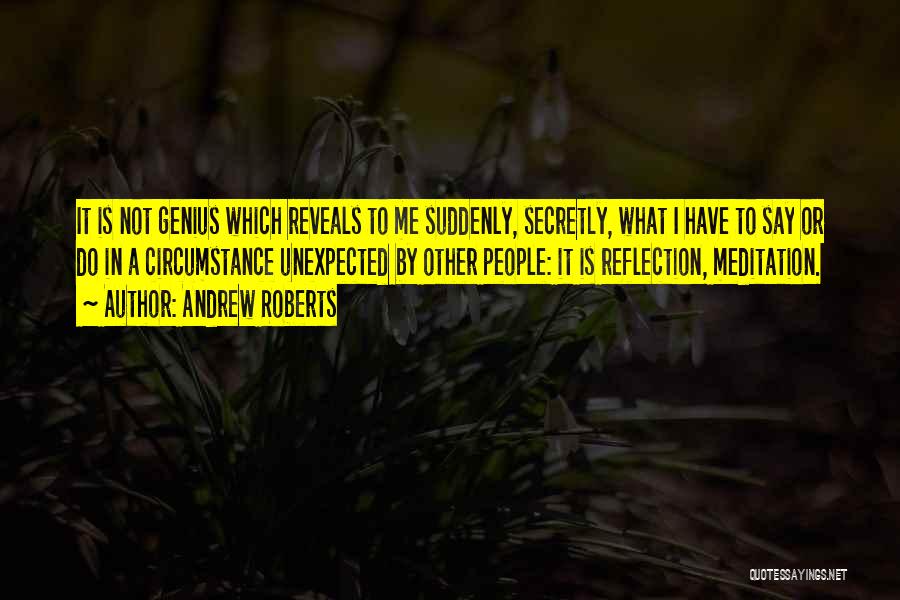 Andrew Roberts Quotes: It Is Not Genius Which Reveals To Me Suddenly, Secretly, What I Have To Say Or Do In A Circumstance