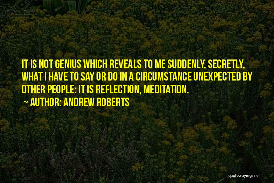 Andrew Roberts Quotes: It Is Not Genius Which Reveals To Me Suddenly, Secretly, What I Have To Say Or Do In A Circumstance