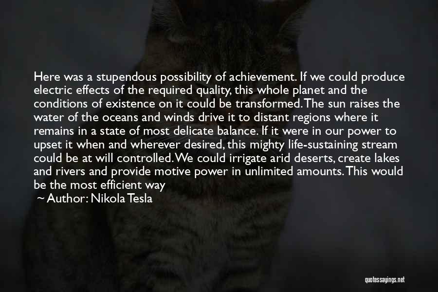 Nikola Tesla Quotes: Here Was A Stupendous Possibility Of Achievement. If We Could Produce Electric Effects Of The Required Quality, This Whole Planet