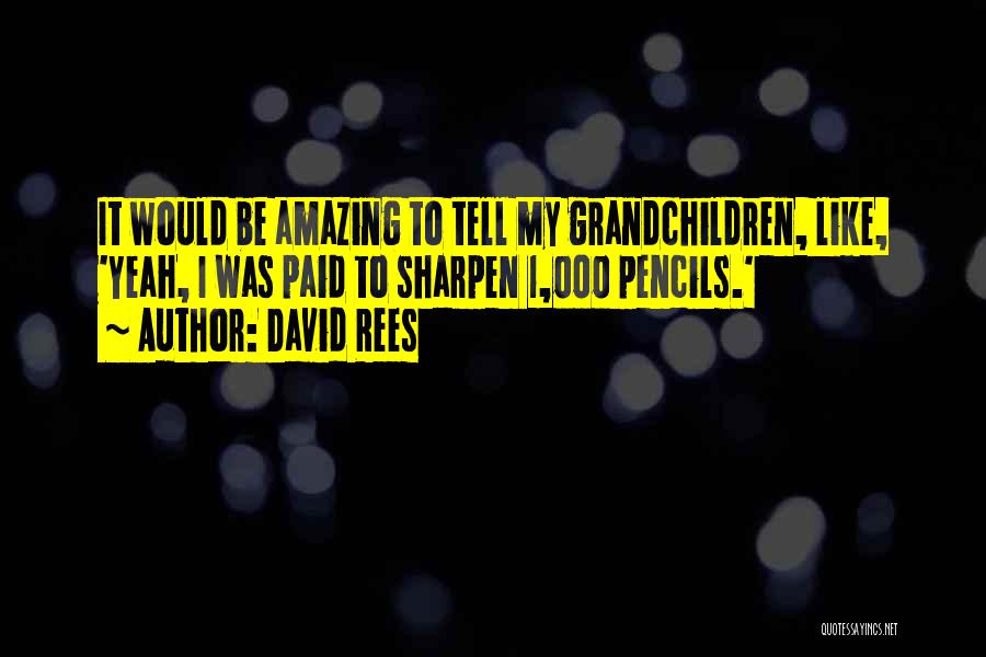 David Rees Quotes: It Would Be Amazing To Tell My Grandchildren, Like, 'yeah, I Was Paid To Sharpen 1,000 Pencils.'