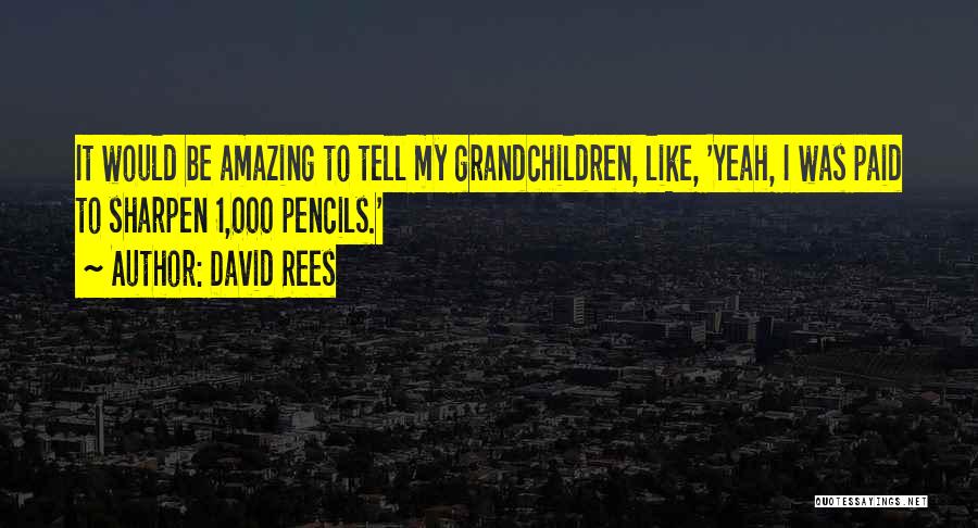 David Rees Quotes: It Would Be Amazing To Tell My Grandchildren, Like, 'yeah, I Was Paid To Sharpen 1,000 Pencils.'