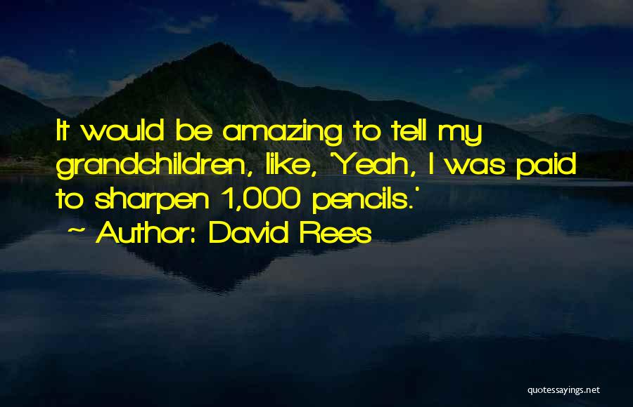 David Rees Quotes: It Would Be Amazing To Tell My Grandchildren, Like, 'yeah, I Was Paid To Sharpen 1,000 Pencils.'