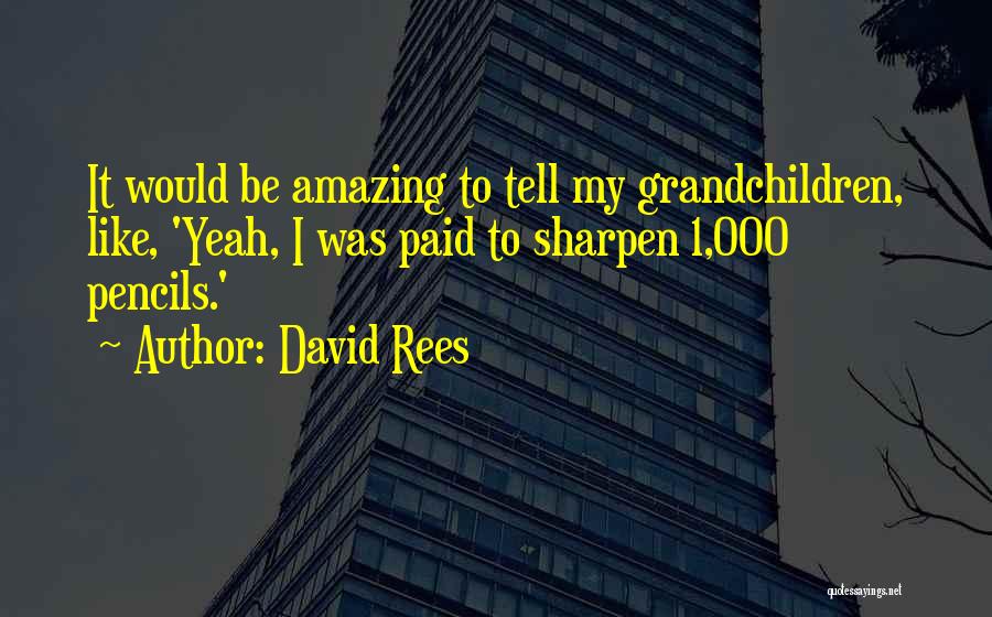 David Rees Quotes: It Would Be Amazing To Tell My Grandchildren, Like, 'yeah, I Was Paid To Sharpen 1,000 Pencils.'