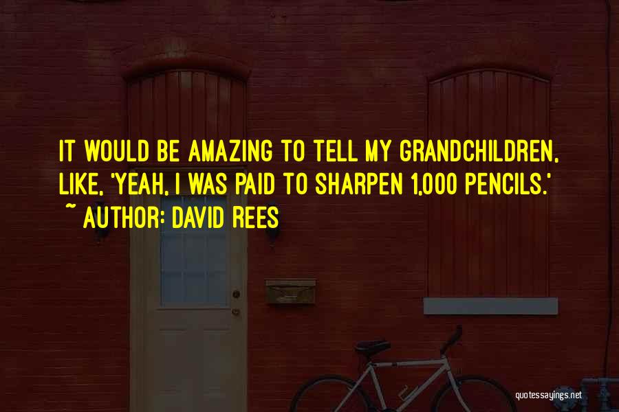 David Rees Quotes: It Would Be Amazing To Tell My Grandchildren, Like, 'yeah, I Was Paid To Sharpen 1,000 Pencils.'