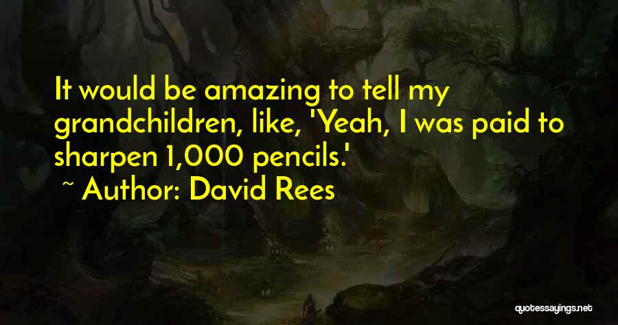 David Rees Quotes: It Would Be Amazing To Tell My Grandchildren, Like, 'yeah, I Was Paid To Sharpen 1,000 Pencils.'