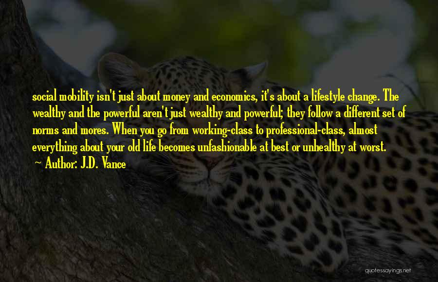 J.D. Vance Quotes: Social Mobility Isn't Just About Money And Economics, It's About A Lifestyle Change. The Wealthy And The Powerful Aren't Just