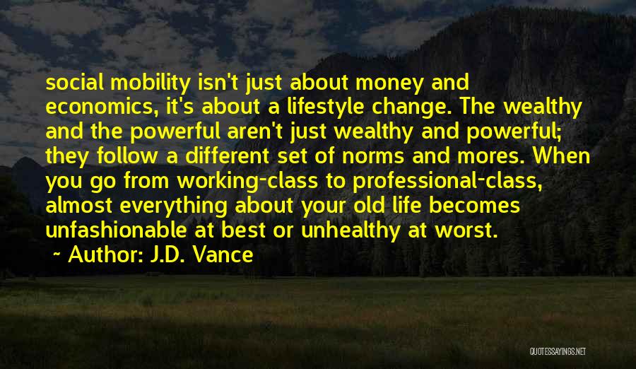 J.D. Vance Quotes: Social Mobility Isn't Just About Money And Economics, It's About A Lifestyle Change. The Wealthy And The Powerful Aren't Just