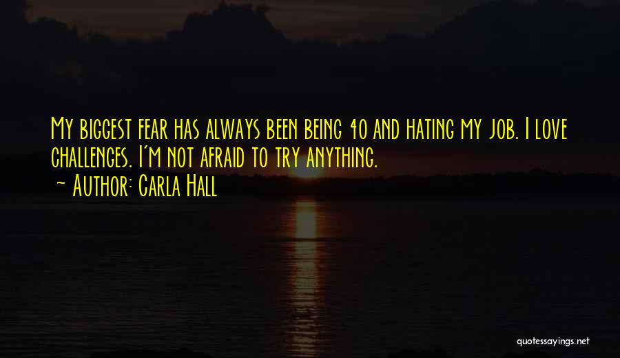 Carla Hall Quotes: My Biggest Fear Has Always Been Being 40 And Hating My Job. I Love Challenges. I'm Not Afraid To Try