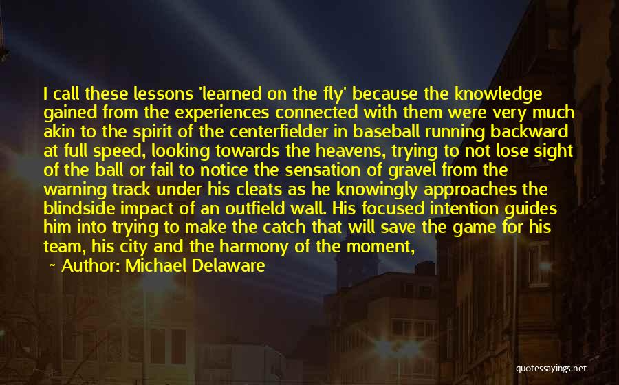 Michael Delaware Quotes: I Call These Lessons 'learned On The Fly' Because The Knowledge Gained From The Experiences Connected With Them Were Very