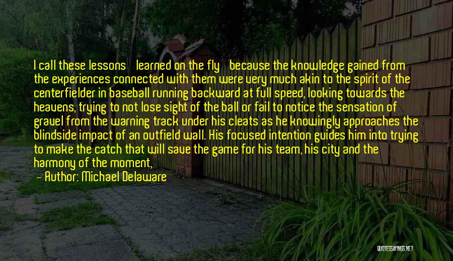 Michael Delaware Quotes: I Call These Lessons 'learned On The Fly' Because The Knowledge Gained From The Experiences Connected With Them Were Very