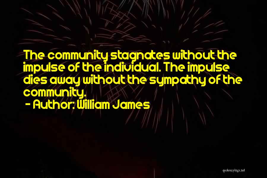 William James Quotes: The Community Stagnates Without The Impulse Of The Individual. The Impulse Dies Away Without The Sympathy Of The Community.