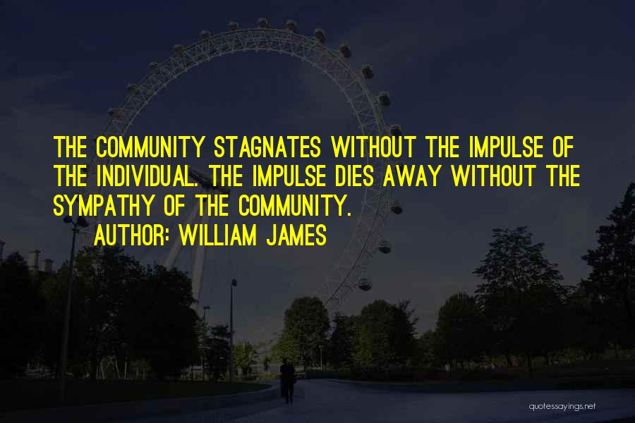 William James Quotes: The Community Stagnates Without The Impulse Of The Individual. The Impulse Dies Away Without The Sympathy Of The Community.