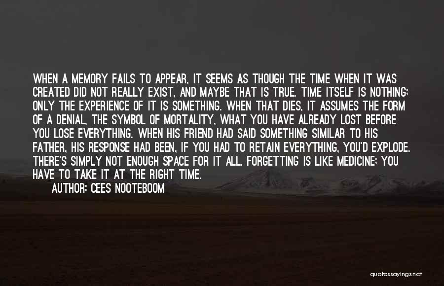 Cees Nooteboom Quotes: When A Memory Fails To Appear, It Seems As Though The Time When It Was Created Did Not Really Exist,