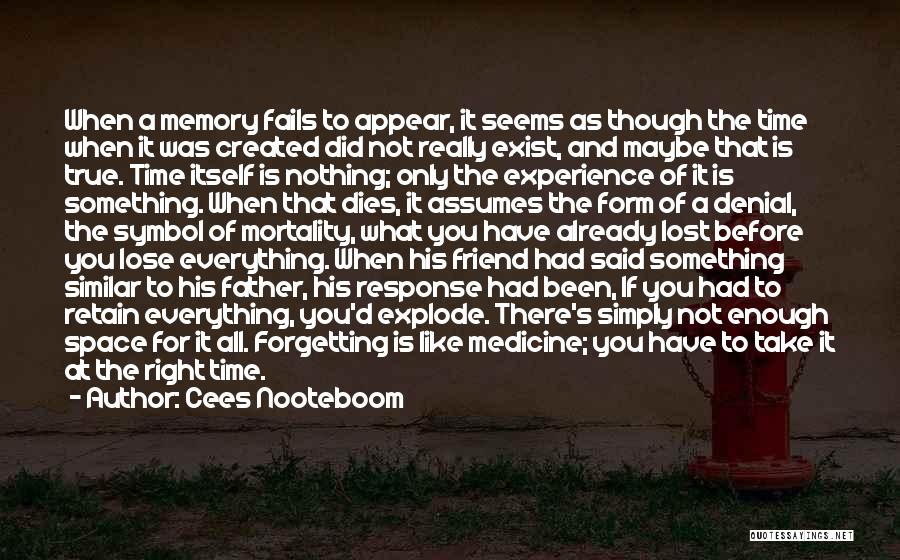 Cees Nooteboom Quotes: When A Memory Fails To Appear, It Seems As Though The Time When It Was Created Did Not Really Exist,