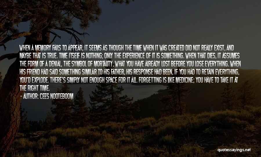 Cees Nooteboom Quotes: When A Memory Fails To Appear, It Seems As Though The Time When It Was Created Did Not Really Exist,