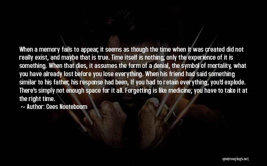 Cees Nooteboom Quotes: When A Memory Fails To Appear, It Seems As Though The Time When It Was Created Did Not Really Exist,