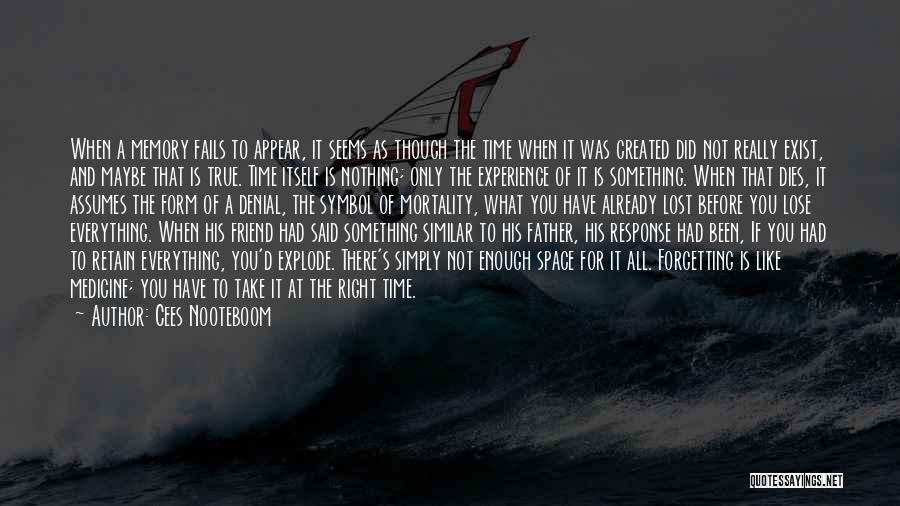 Cees Nooteboom Quotes: When A Memory Fails To Appear, It Seems As Though The Time When It Was Created Did Not Really Exist,