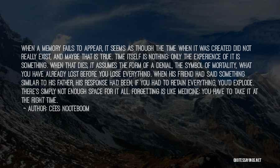 Cees Nooteboom Quotes: When A Memory Fails To Appear, It Seems As Though The Time When It Was Created Did Not Really Exist,