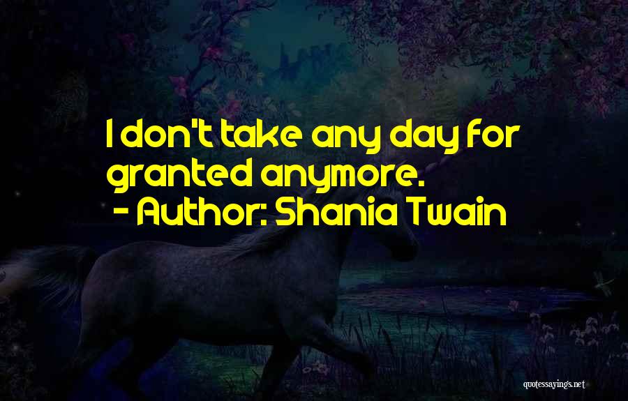 Shania Twain Quotes: I Don't Take Any Day For Granted Anymore.