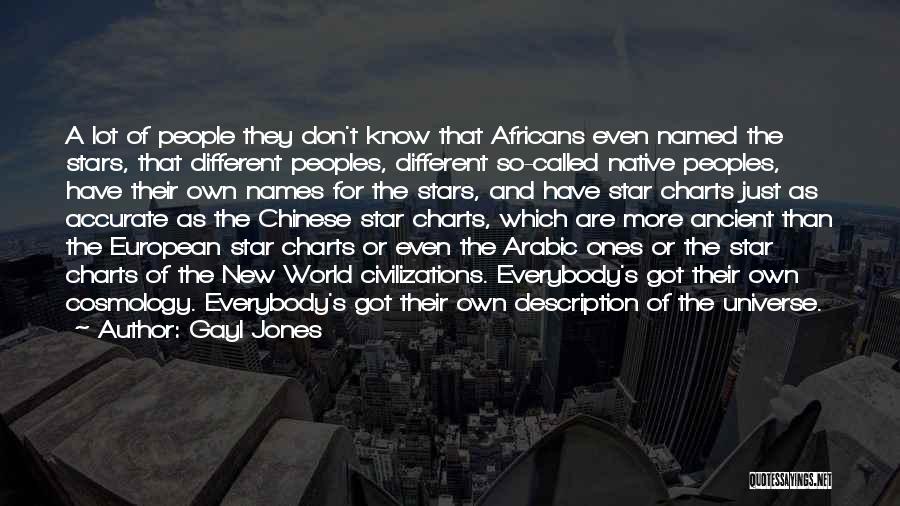 Gayl Jones Quotes: A Lot Of People They Don't Know That Africans Even Named The Stars, That Different Peoples, Different So-called Native Peoples,