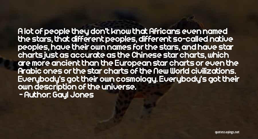 Gayl Jones Quotes: A Lot Of People They Don't Know That Africans Even Named The Stars, That Different Peoples, Different So-called Native Peoples,