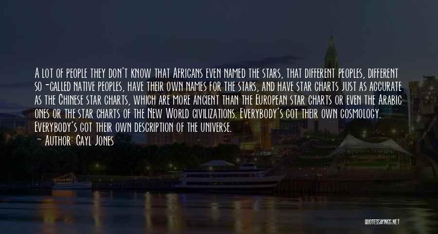 Gayl Jones Quotes: A Lot Of People They Don't Know That Africans Even Named The Stars, That Different Peoples, Different So-called Native Peoples,