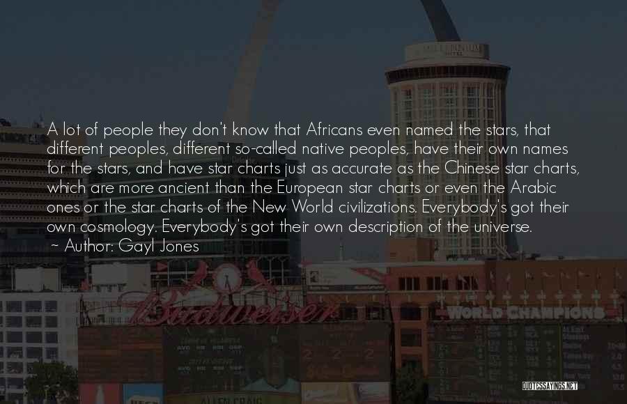 Gayl Jones Quotes: A Lot Of People They Don't Know That Africans Even Named The Stars, That Different Peoples, Different So-called Native Peoples,