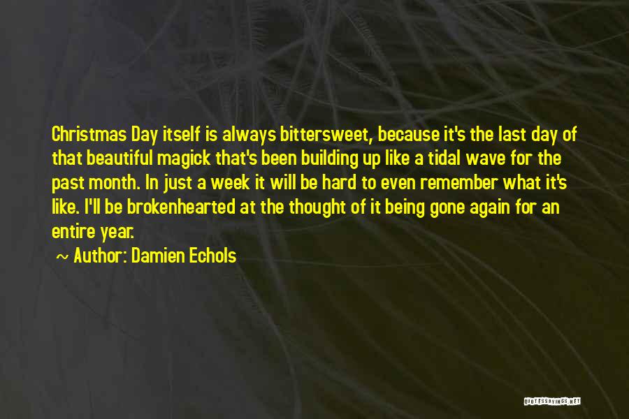 Damien Echols Quotes: Christmas Day Itself Is Always Bittersweet, Because It's The Last Day Of That Beautiful Magick That's Been Building Up Like