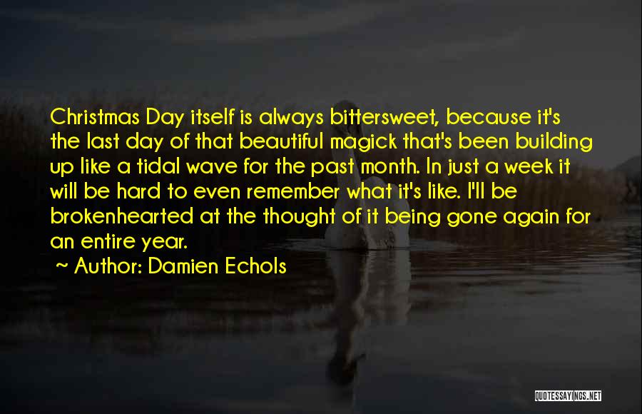 Damien Echols Quotes: Christmas Day Itself Is Always Bittersweet, Because It's The Last Day Of That Beautiful Magick That's Been Building Up Like