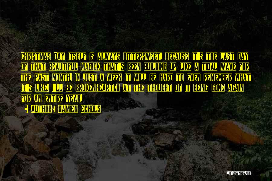 Damien Echols Quotes: Christmas Day Itself Is Always Bittersweet, Because It's The Last Day Of That Beautiful Magick That's Been Building Up Like