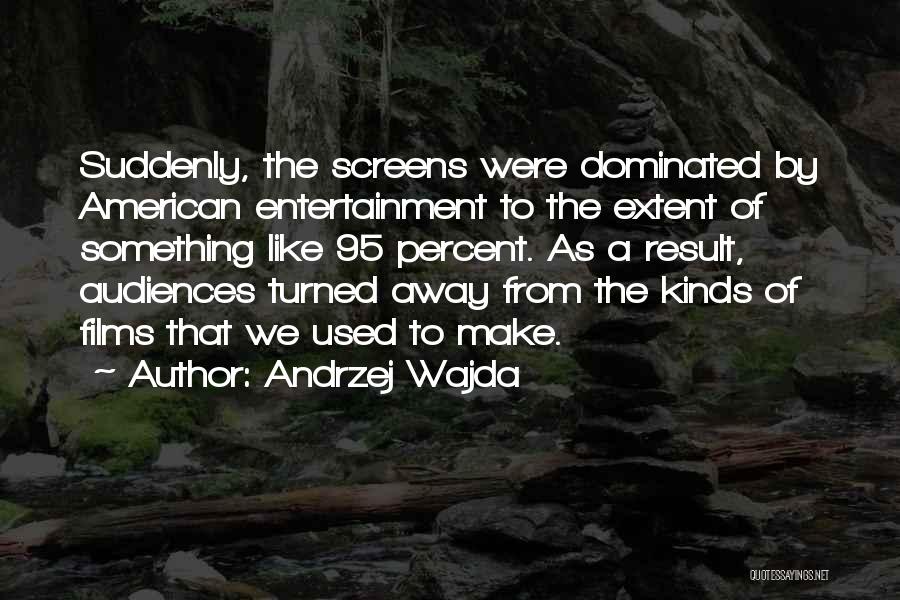 Andrzej Wajda Quotes: Suddenly, The Screens Were Dominated By American Entertainment To The Extent Of Something Like 95 Percent. As A Result, Audiences