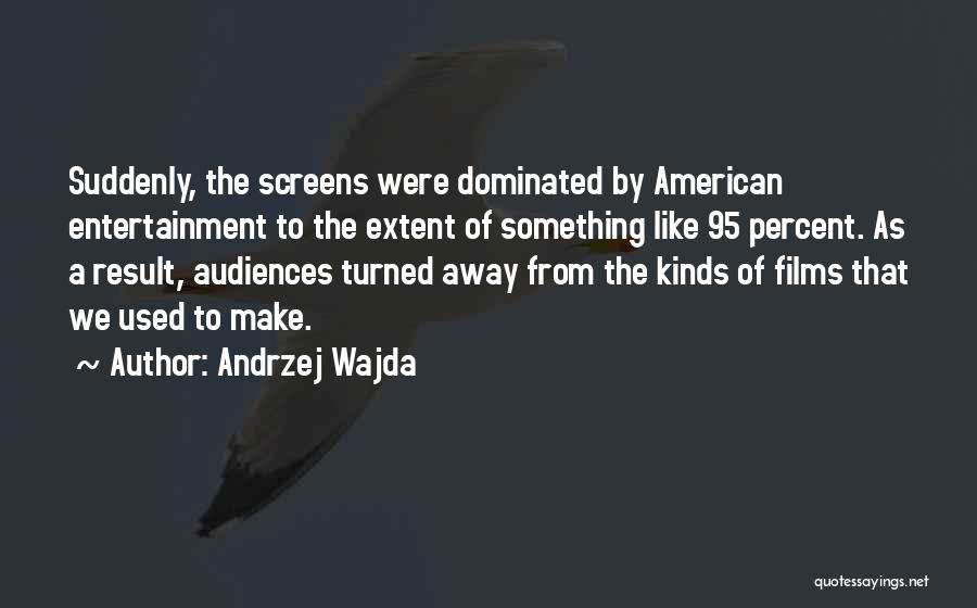 Andrzej Wajda Quotes: Suddenly, The Screens Were Dominated By American Entertainment To The Extent Of Something Like 95 Percent. As A Result, Audiences