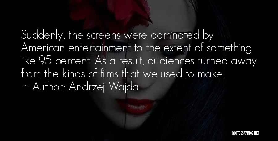 Andrzej Wajda Quotes: Suddenly, The Screens Were Dominated By American Entertainment To The Extent Of Something Like 95 Percent. As A Result, Audiences