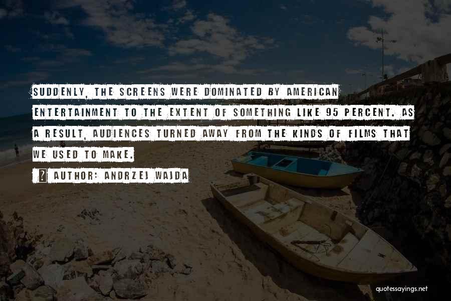 Andrzej Wajda Quotes: Suddenly, The Screens Were Dominated By American Entertainment To The Extent Of Something Like 95 Percent. As A Result, Audiences