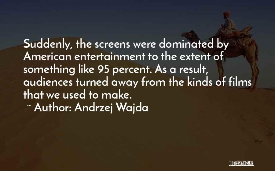 Andrzej Wajda Quotes: Suddenly, The Screens Were Dominated By American Entertainment To The Extent Of Something Like 95 Percent. As A Result, Audiences