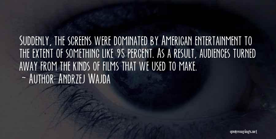 Andrzej Wajda Quotes: Suddenly, The Screens Were Dominated By American Entertainment To The Extent Of Something Like 95 Percent. As A Result, Audiences