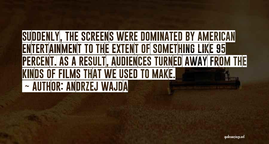 Andrzej Wajda Quotes: Suddenly, The Screens Were Dominated By American Entertainment To The Extent Of Something Like 95 Percent. As A Result, Audiences