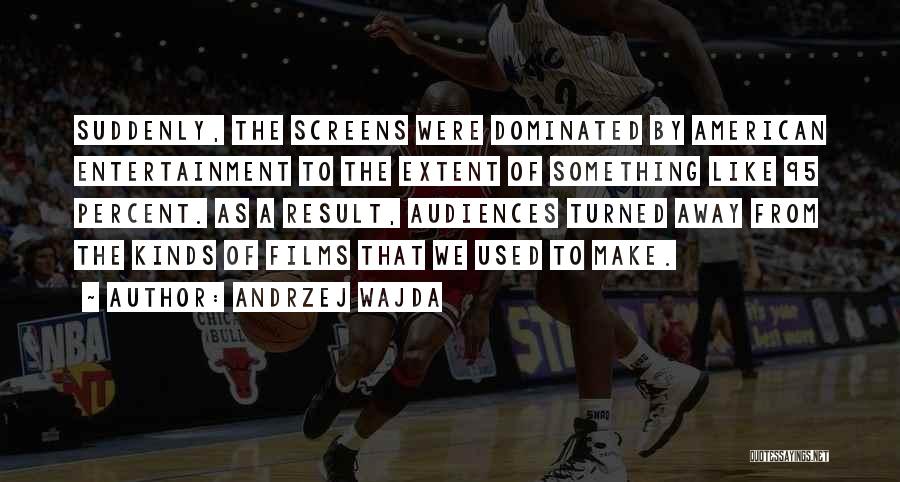 Andrzej Wajda Quotes: Suddenly, The Screens Were Dominated By American Entertainment To The Extent Of Something Like 95 Percent. As A Result, Audiences
