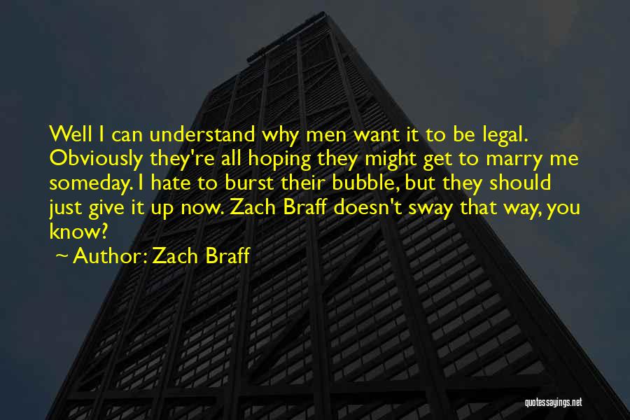 Zach Braff Quotes: Well I Can Understand Why Men Want It To Be Legal. Obviously They're All Hoping They Might Get To Marry