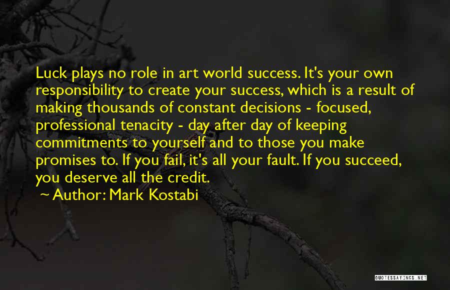 Mark Kostabi Quotes: Luck Plays No Role In Art World Success. It's Your Own Responsibility To Create Your Success, Which Is A Result
