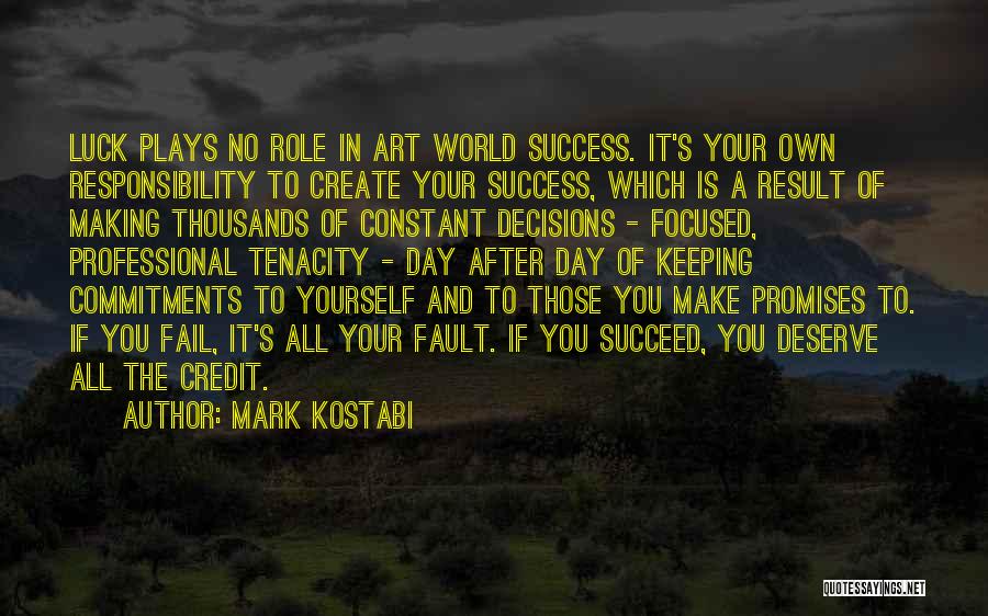 Mark Kostabi Quotes: Luck Plays No Role In Art World Success. It's Your Own Responsibility To Create Your Success, Which Is A Result